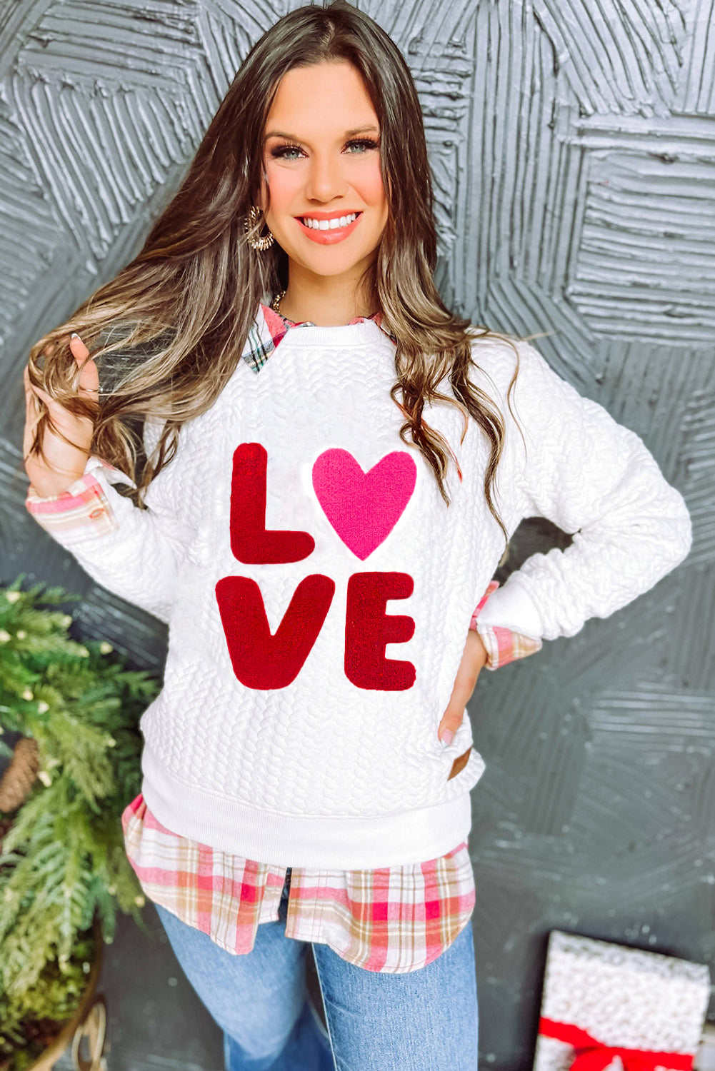 LOVE Chenille Embroidered Sweatshirt