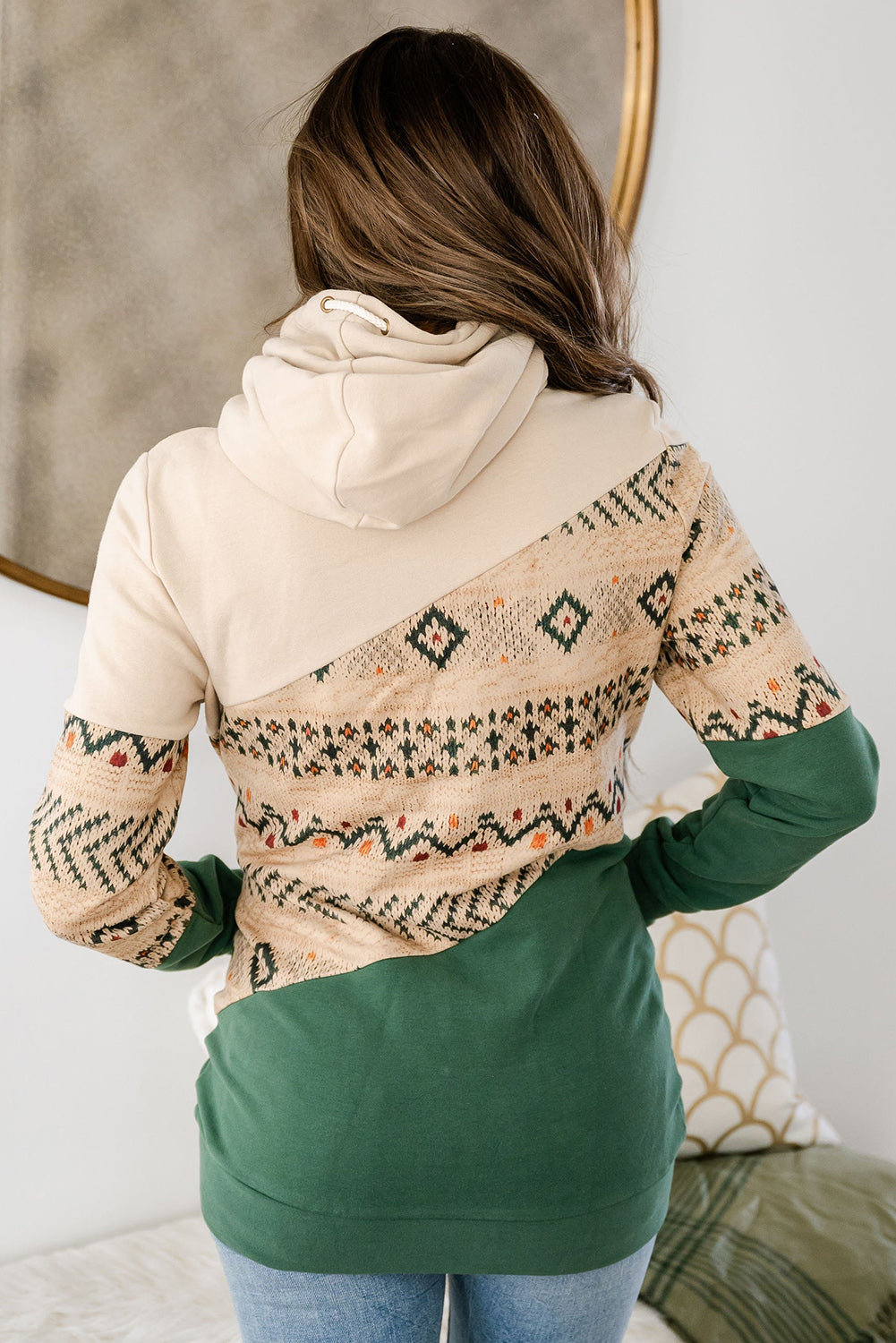 Geometric Color Block Patchwork Hoodie