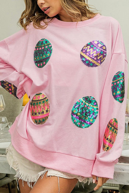 Easter Egg Drop Shoulder Oversized Sweatshirt