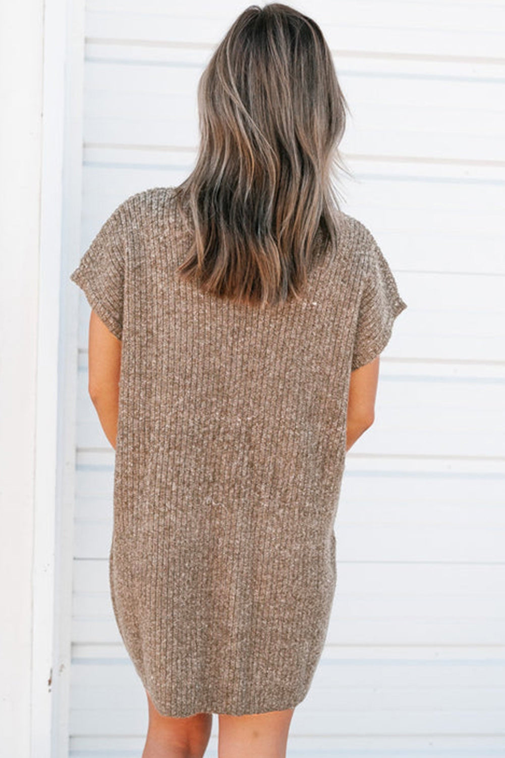 Pocket Ribbed Knit Sweater Dress