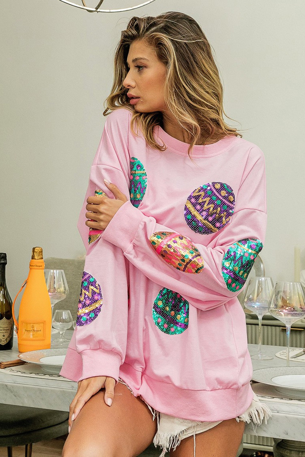 Easter Egg Drop Shoulder Oversized Sweatshirt