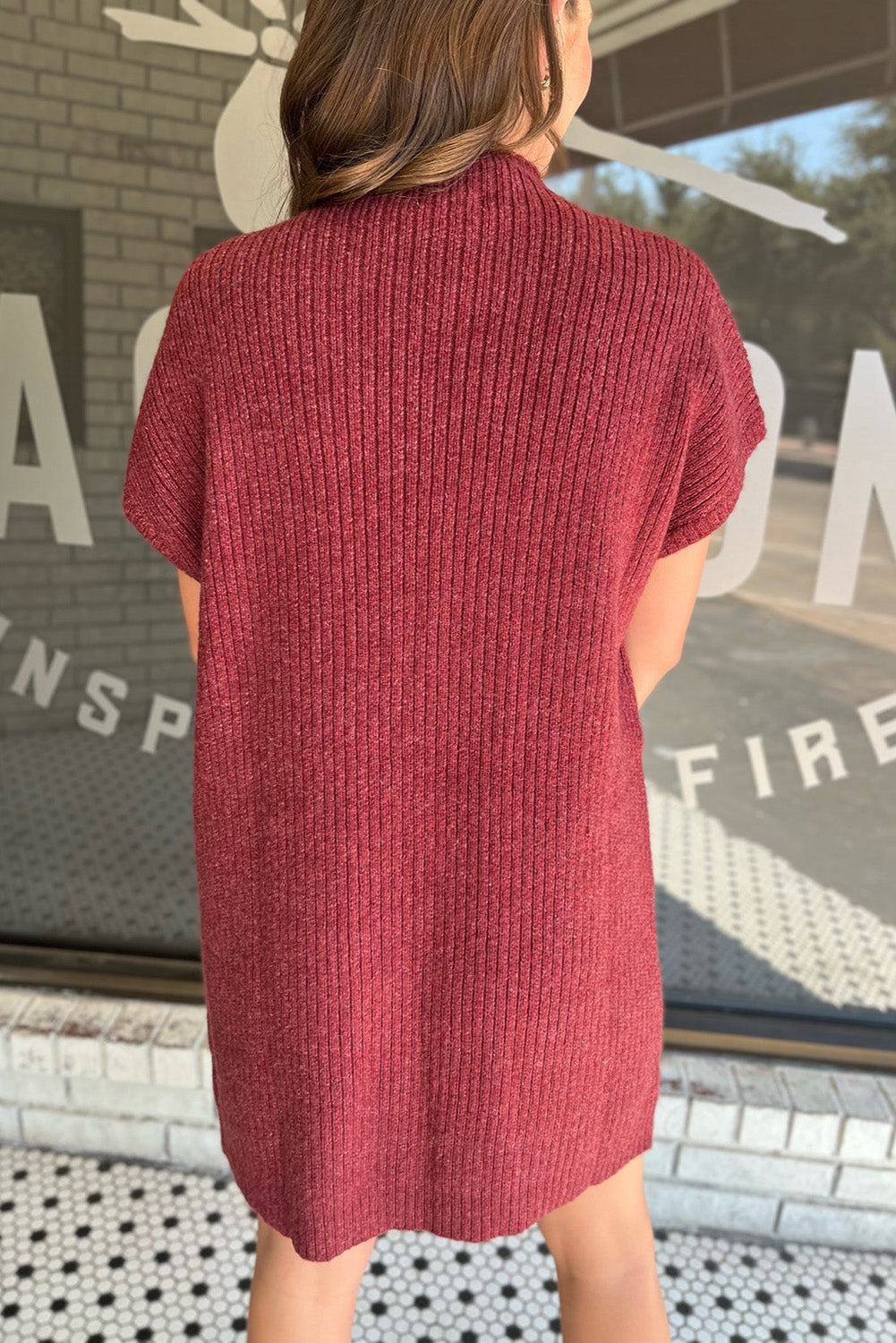 Pocket Ribbed Knit Sweater Dress