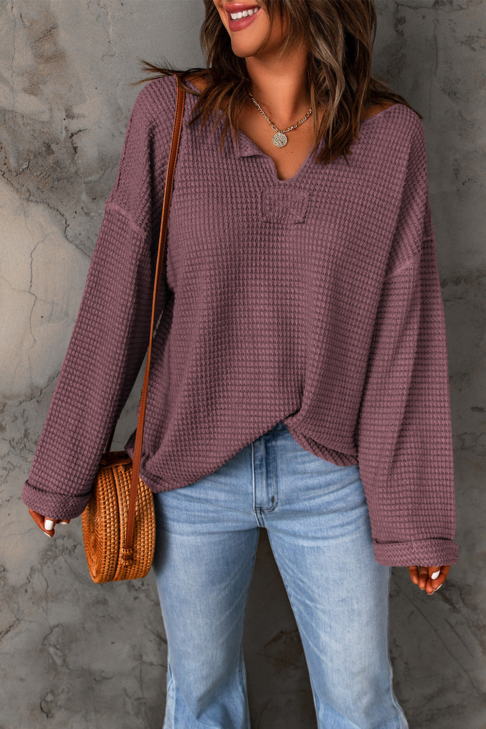 Waffle Knit Loose Top