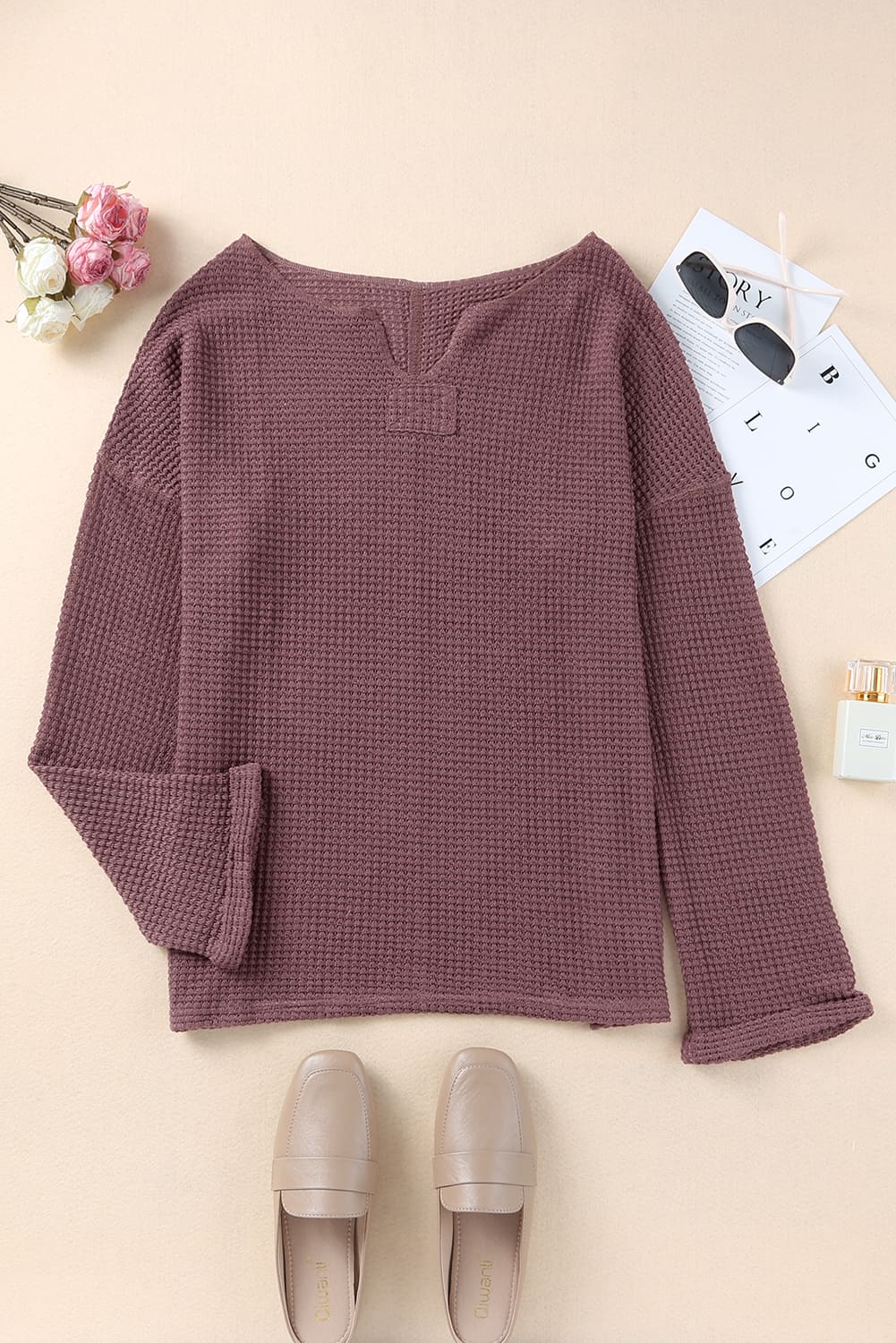 Waffle Knit Loose Top