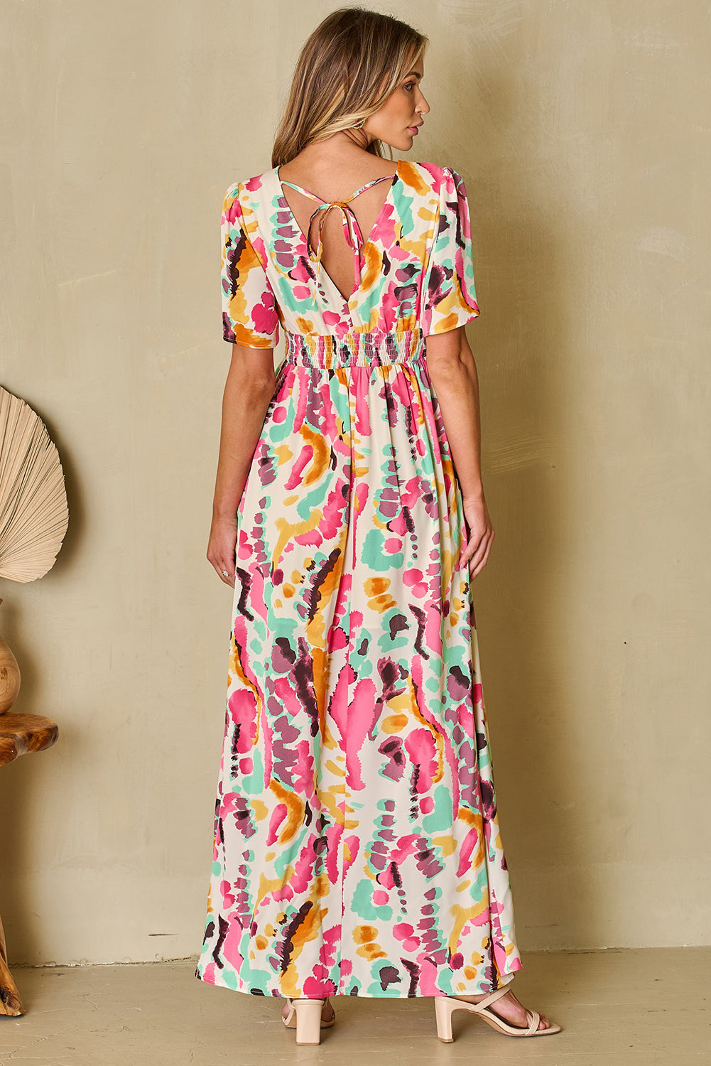 (Pre order/3.26)Boho Tie-dye Print V Neck Maxi Dress