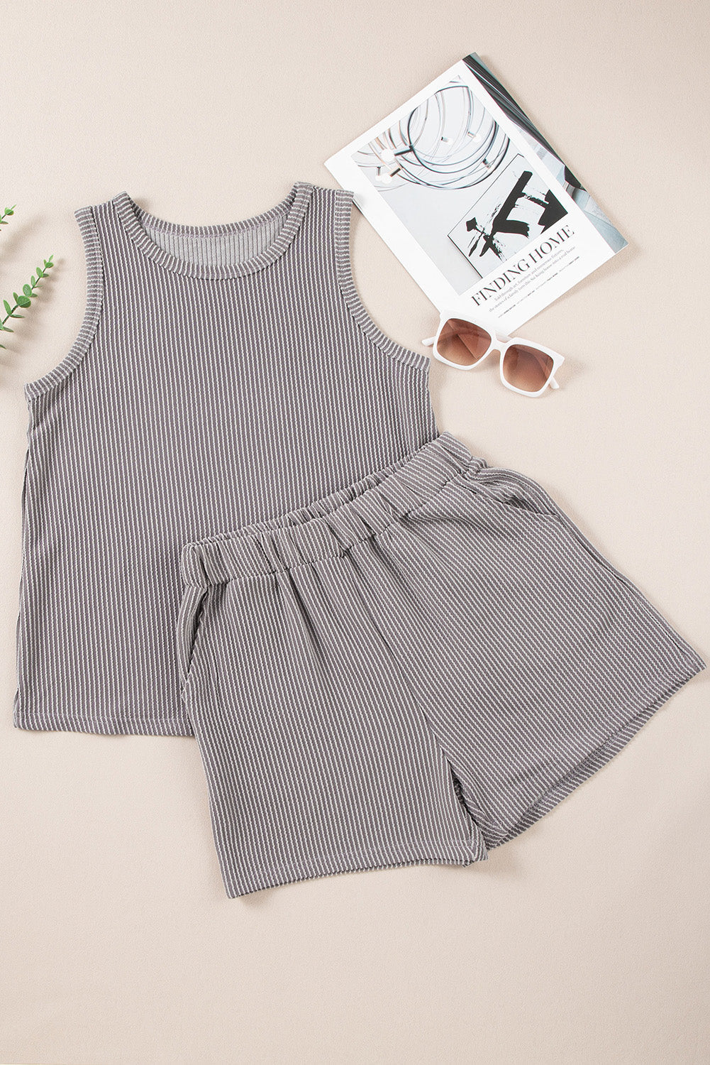 Corded Sleeveless Top & Pocketed Shorts Set