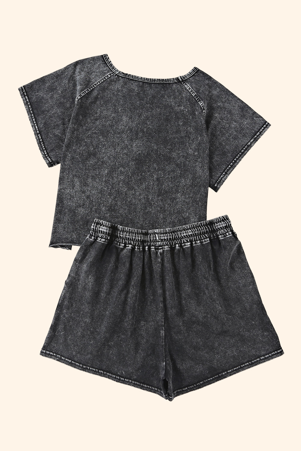 Acid Washed Short Lounge Set