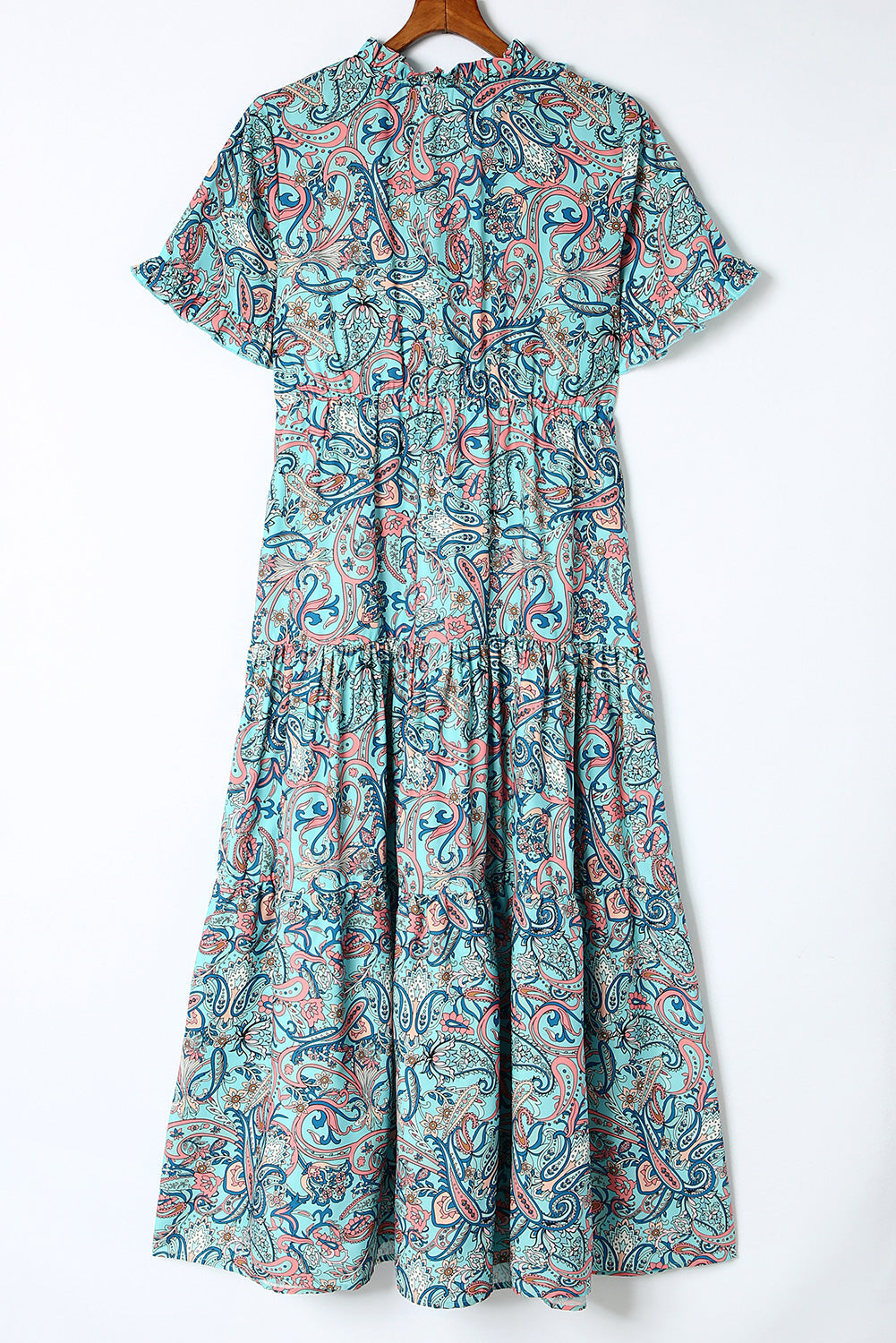 Boho Paisley Print Ruffle Tiered Maxi Dress