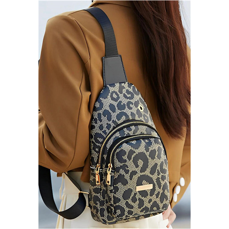 Leopard Double Layer Crossbody Chest Bag