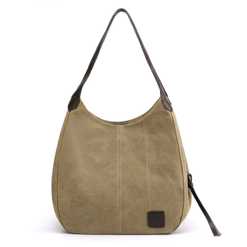 Women Canvas Shoulder Bag Handbag Multi-pockets Vintage Totes Hobo Bags