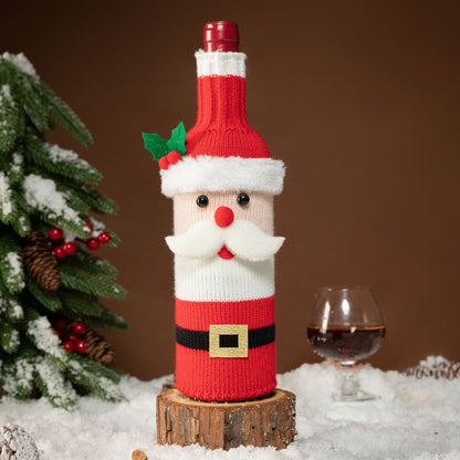 Christmas Santa Claus Knitted Wine Bottle Cover