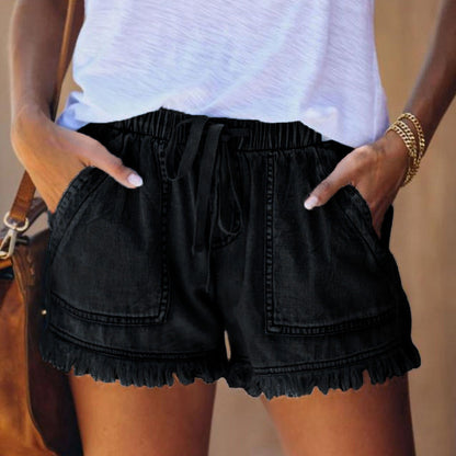 Wlastic Waist Denim Shorts