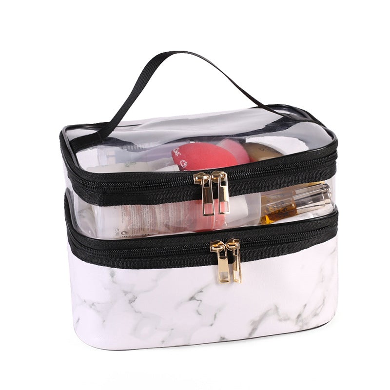 PVC Portable Transparent Double-Layer Cosmetic Bag - KOC