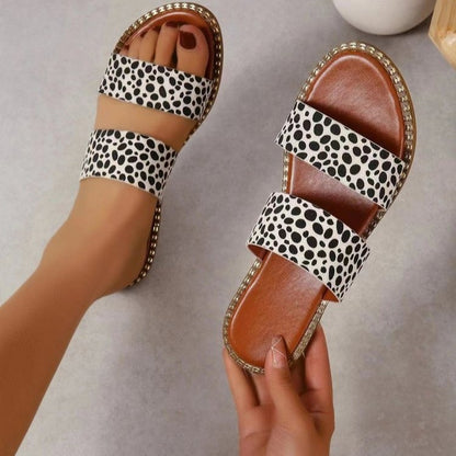 Women's Leopard Flat Sandals