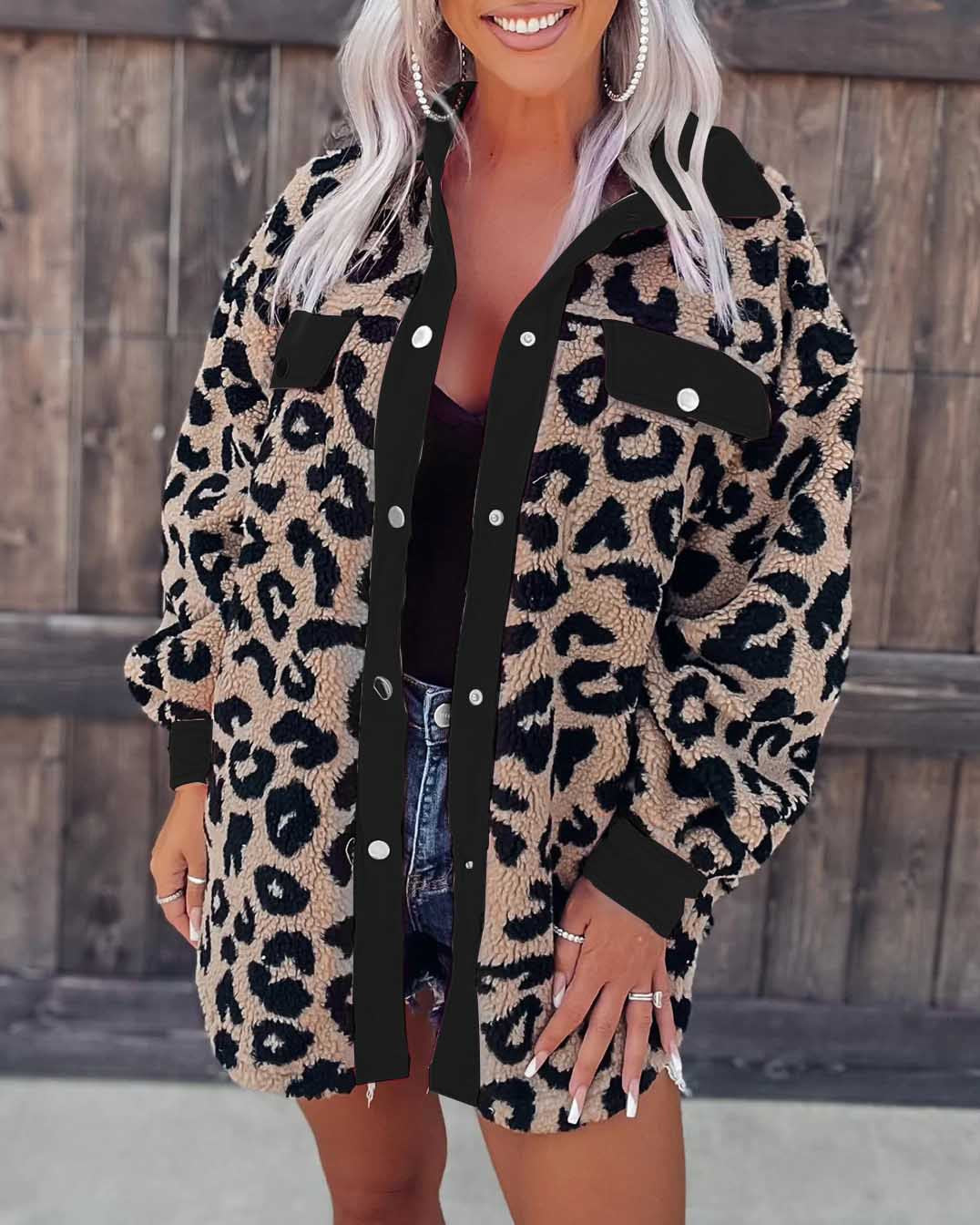 Adult Leopard Print Plush Coat