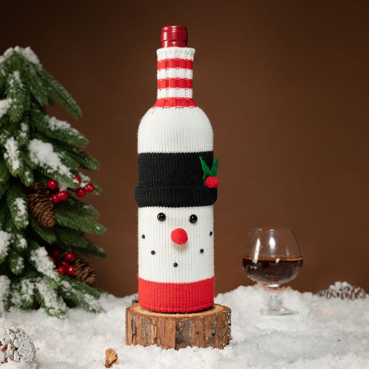 Christmas Santa Claus Knitted Wine Bottle Cover