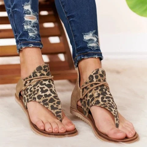 Women's Leopard Lightweight Flat Sandals