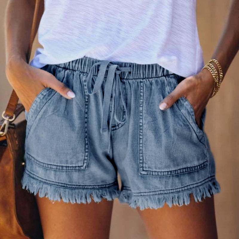 Wlastic Waist Denim Shorts