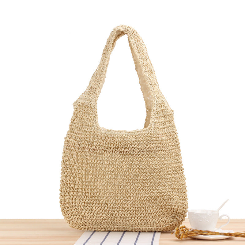 Women Straw Shoulder Bag Bucket Tote