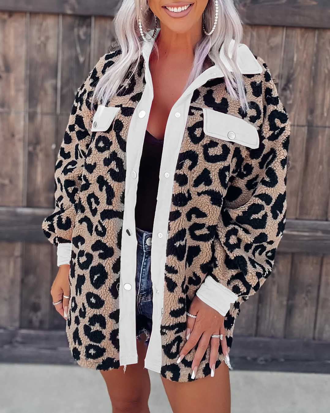 Adult Leopard Print Plush Coat