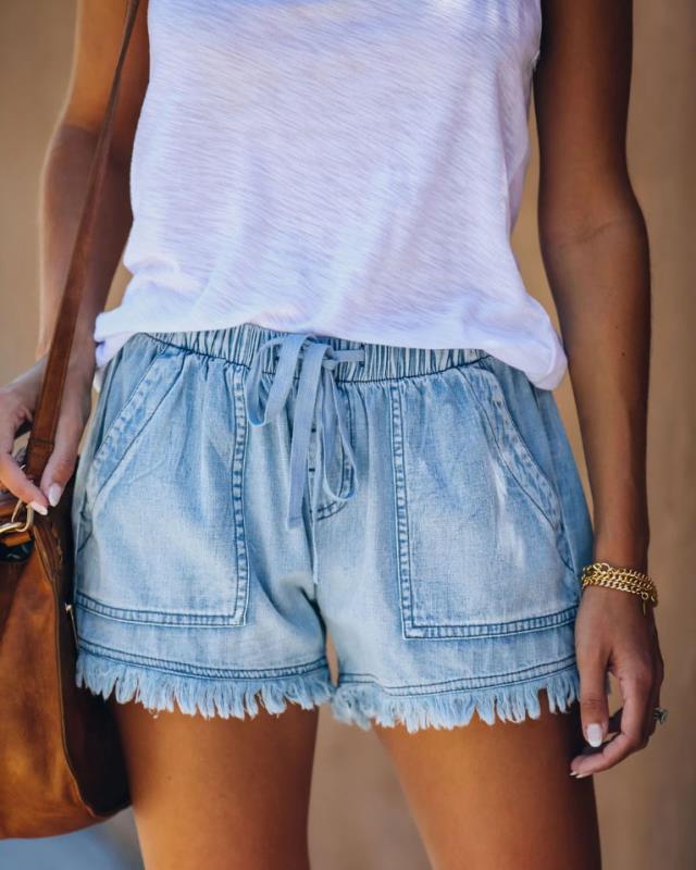 Wlastic Waist Denim Shorts