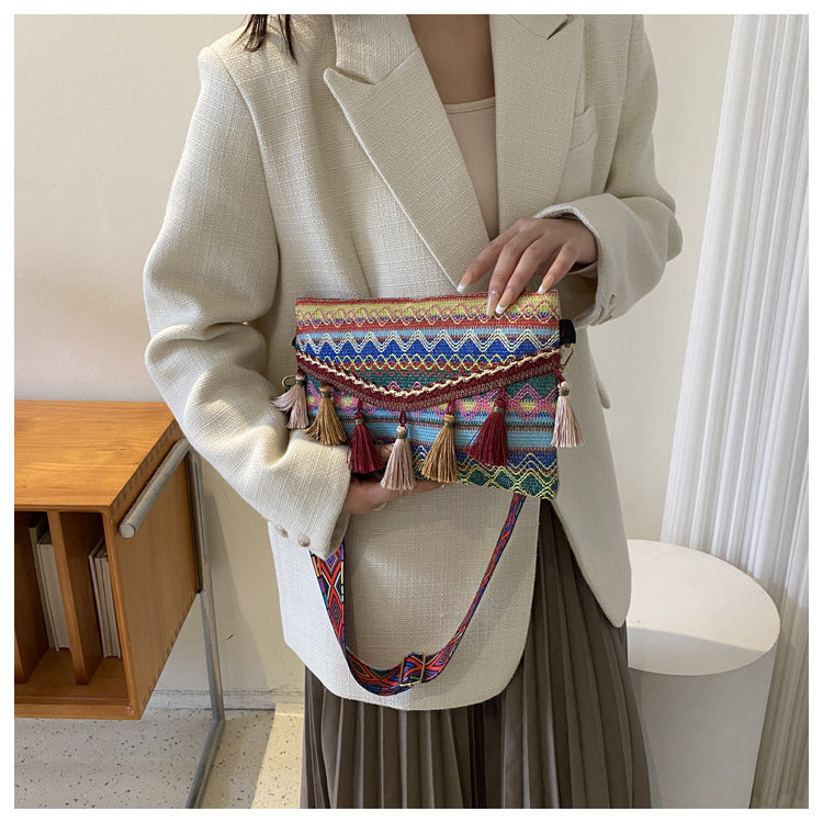 Tassel Knit Shoulder Crossbody Bag