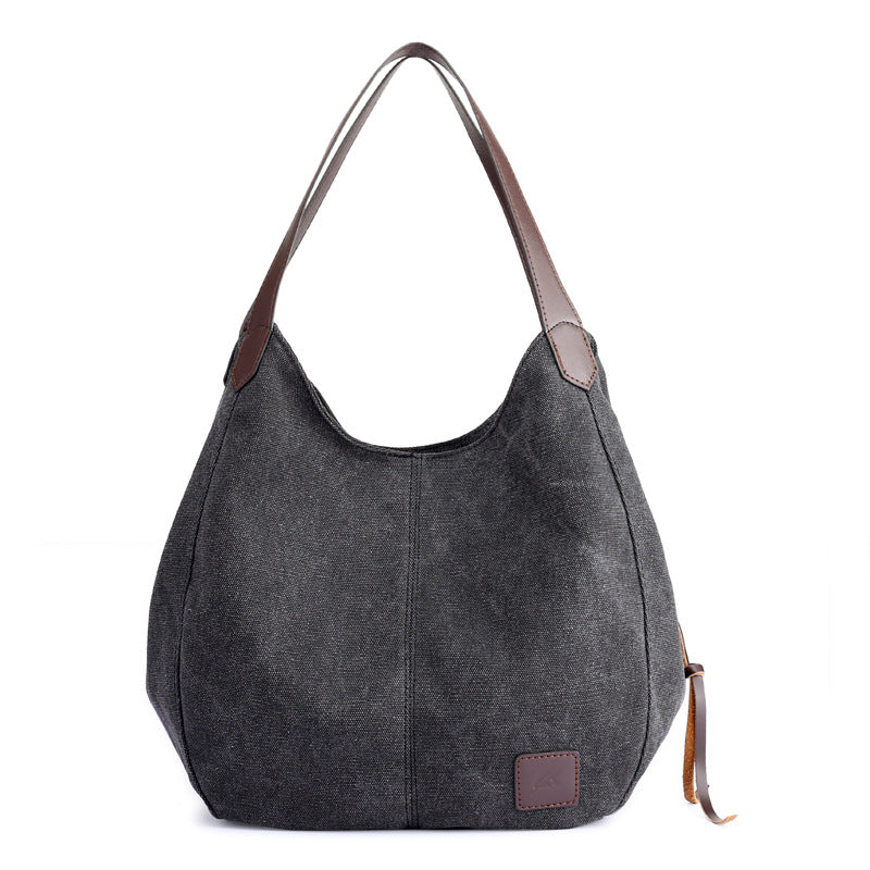 Women Canvas Shoulder Bag Handbag Multi-pockets Vintage Totes Hobo Bags