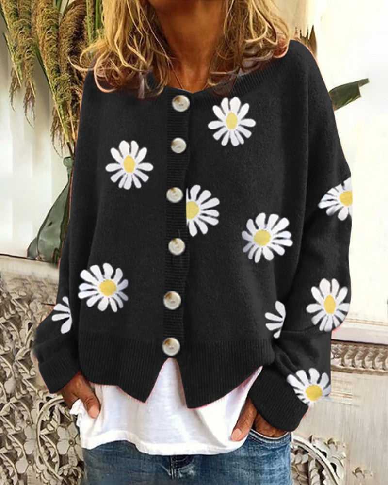 Daisy Embroidered Knit Cardigan