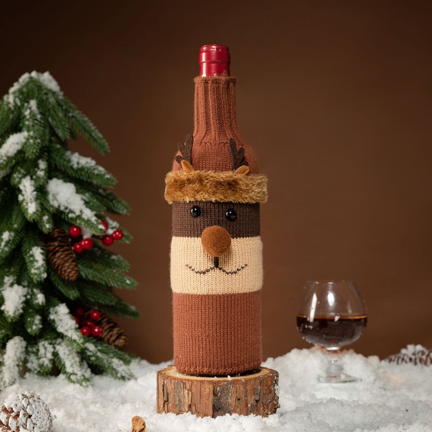 Christmas Santa Claus Knitted Wine Bottle Cover