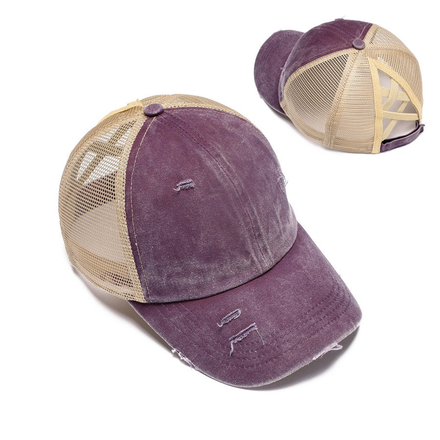 Ladies Ponytail Baseball Cap- Cross