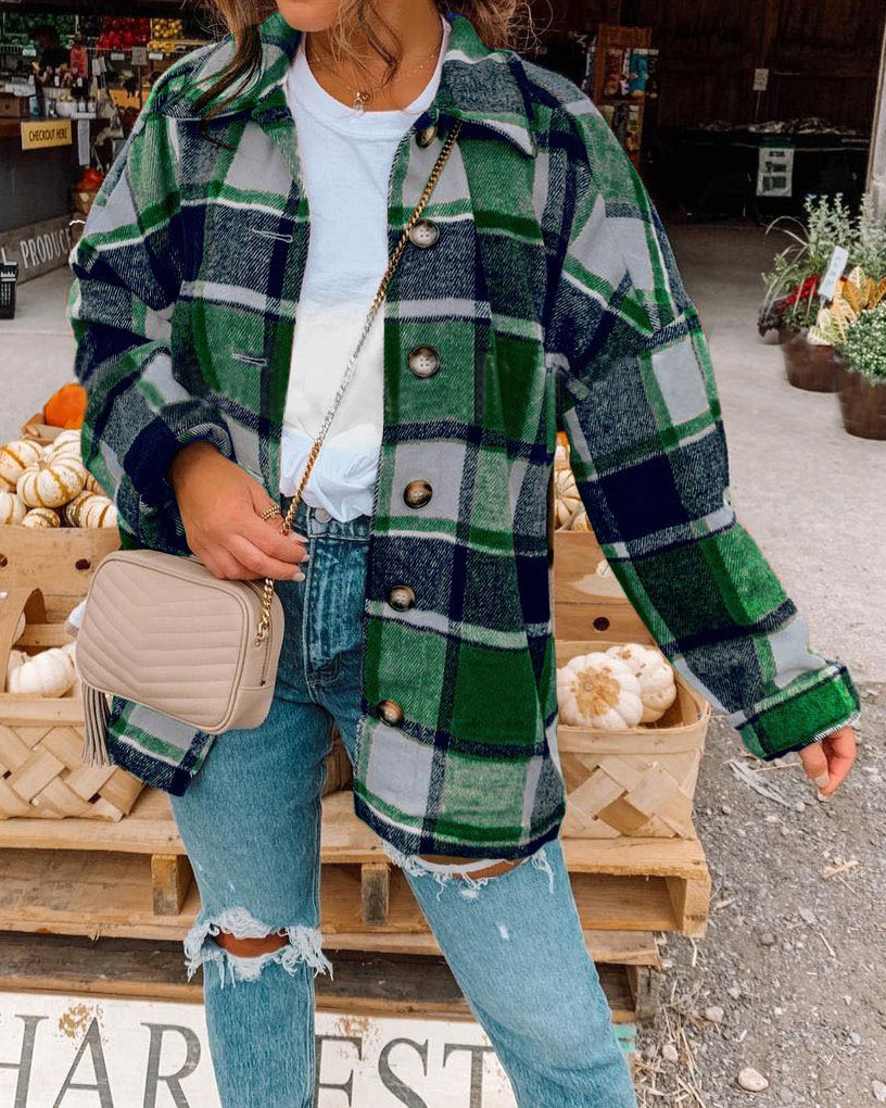 Large Plaid Shirt Jacket