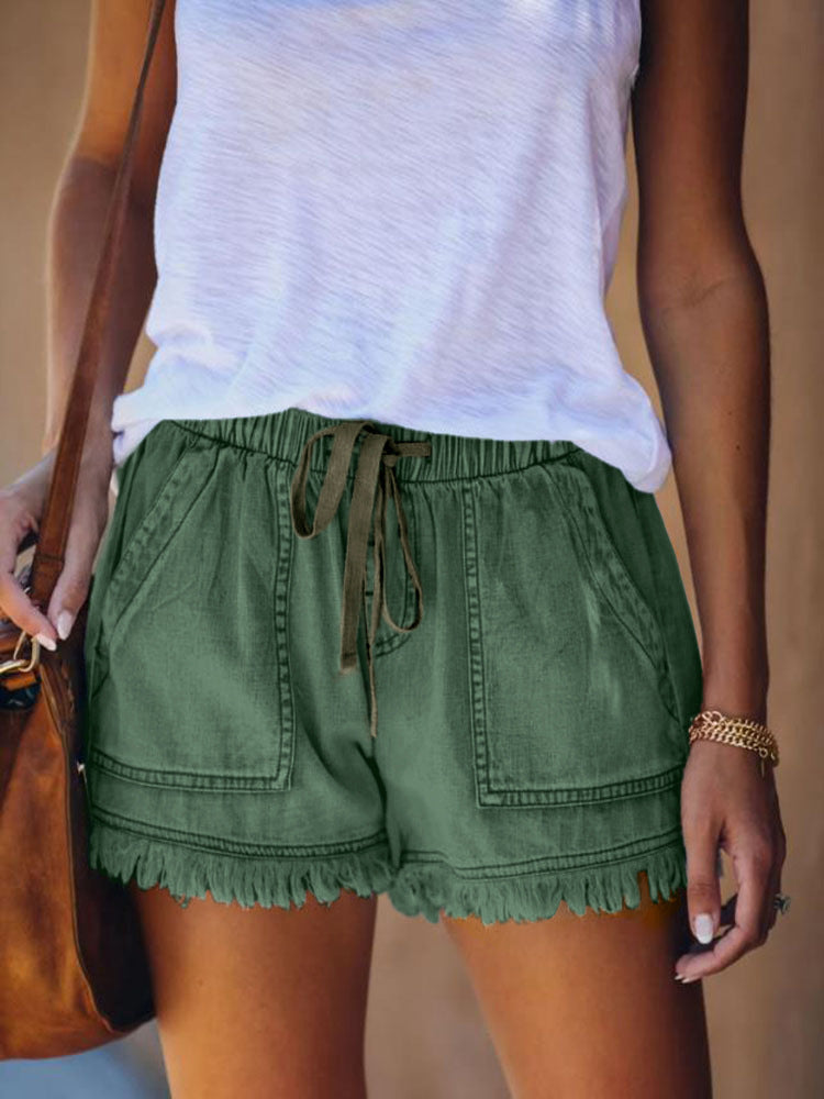 Wlastic Waist Denim Shorts