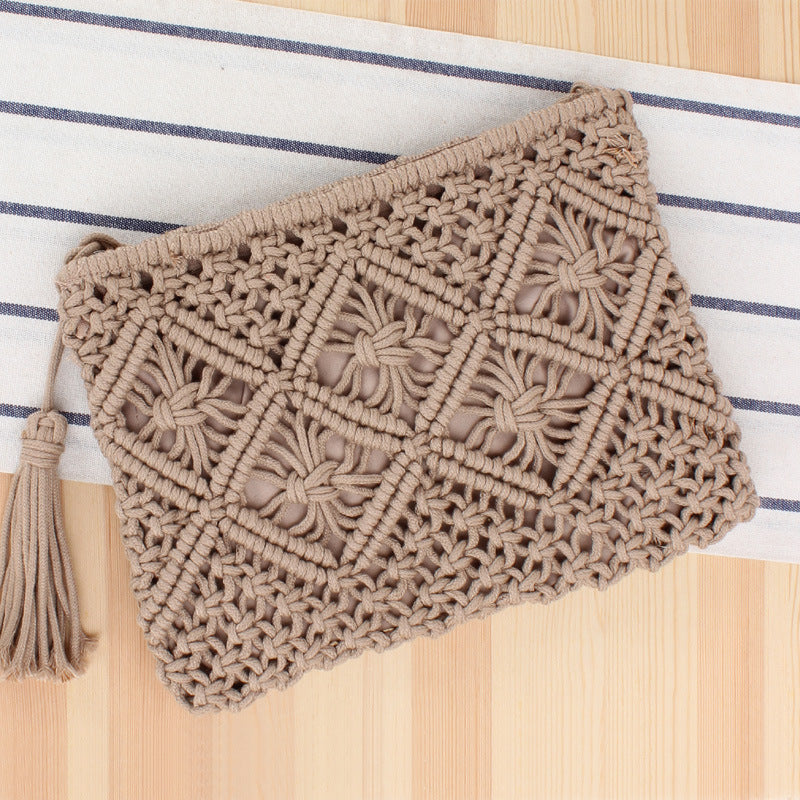 Vintage Handle Braided Summer Beach Bag