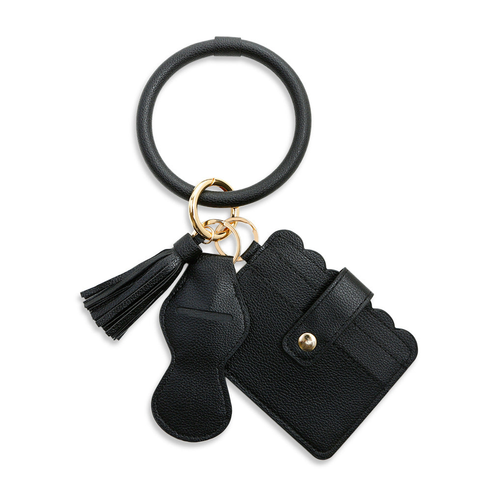 Vegan Leather Fringed Keychain