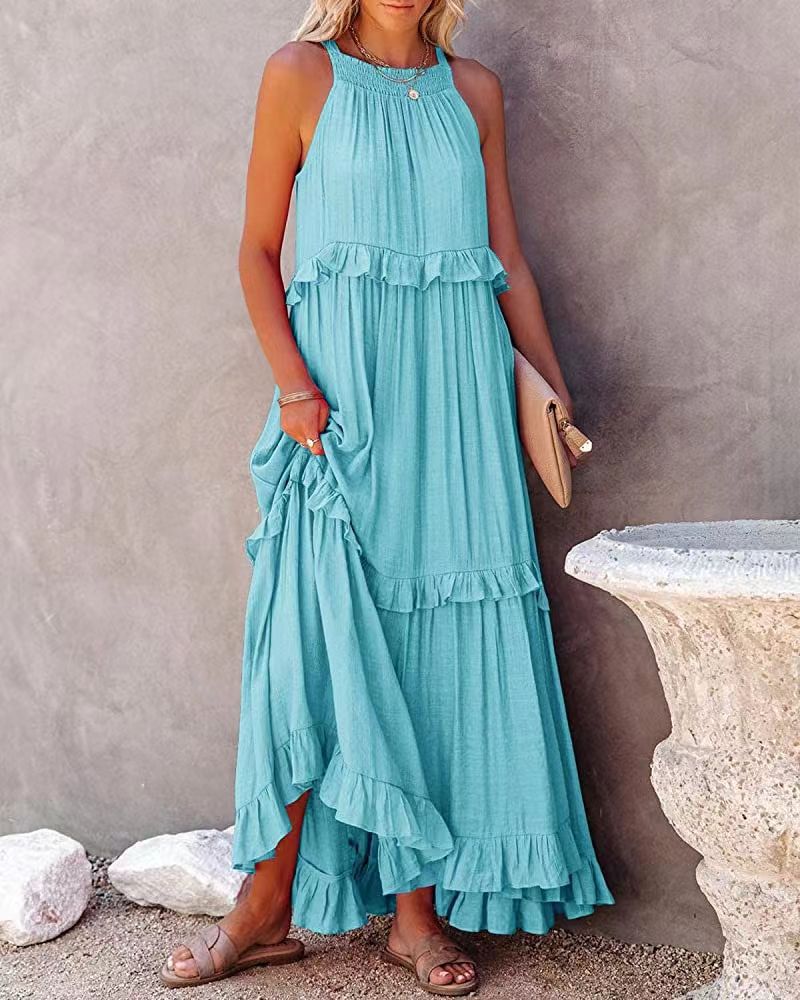 Pleated Sleeveless Dress