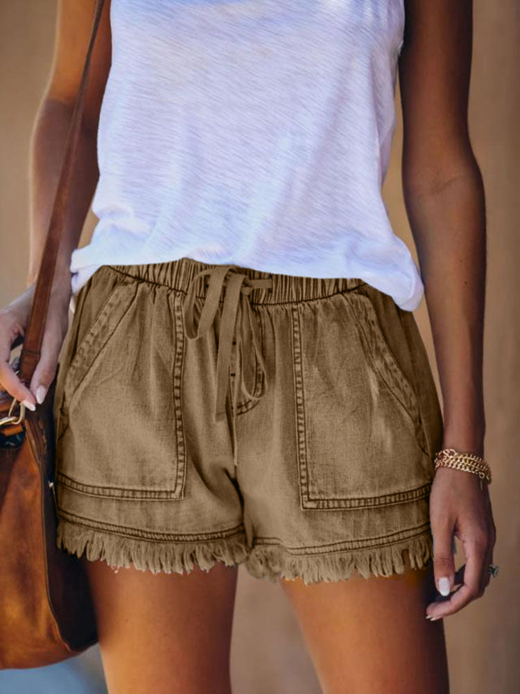 Wlastic Waist Denim Shorts