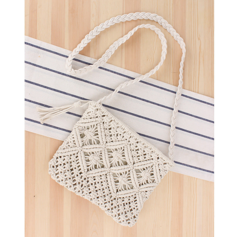 Vintage Handle Braided Summer Beach Bag