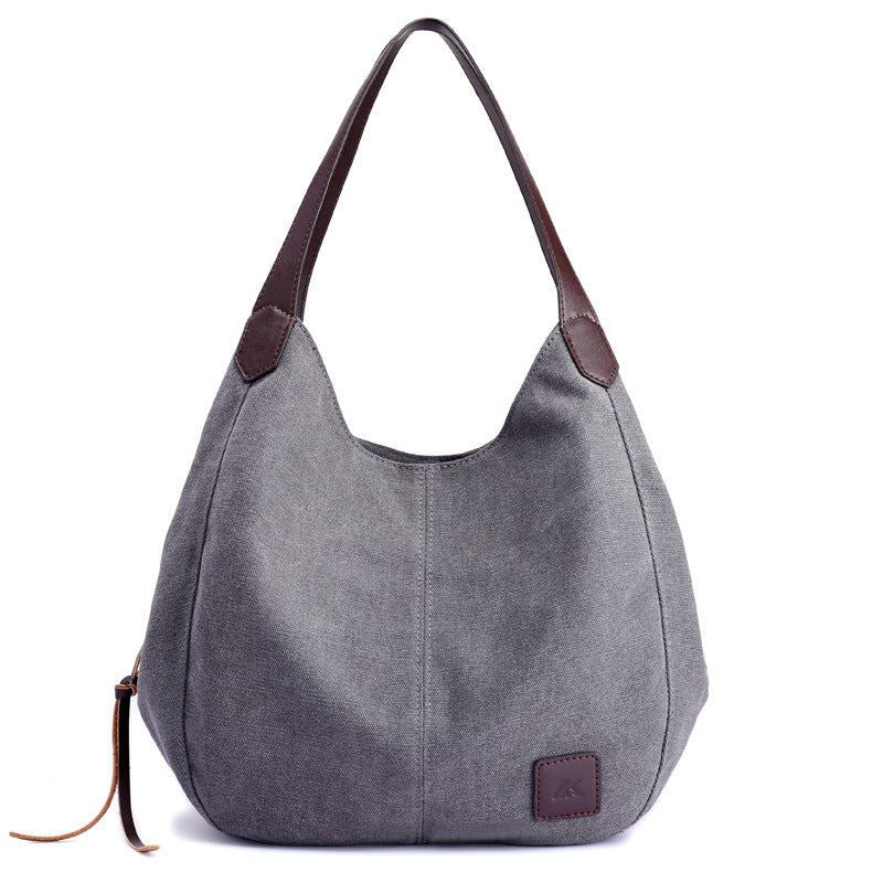 Women Canvas Shoulder Bag Handbag Multi-pockets Vintage Totes Hobo Bags