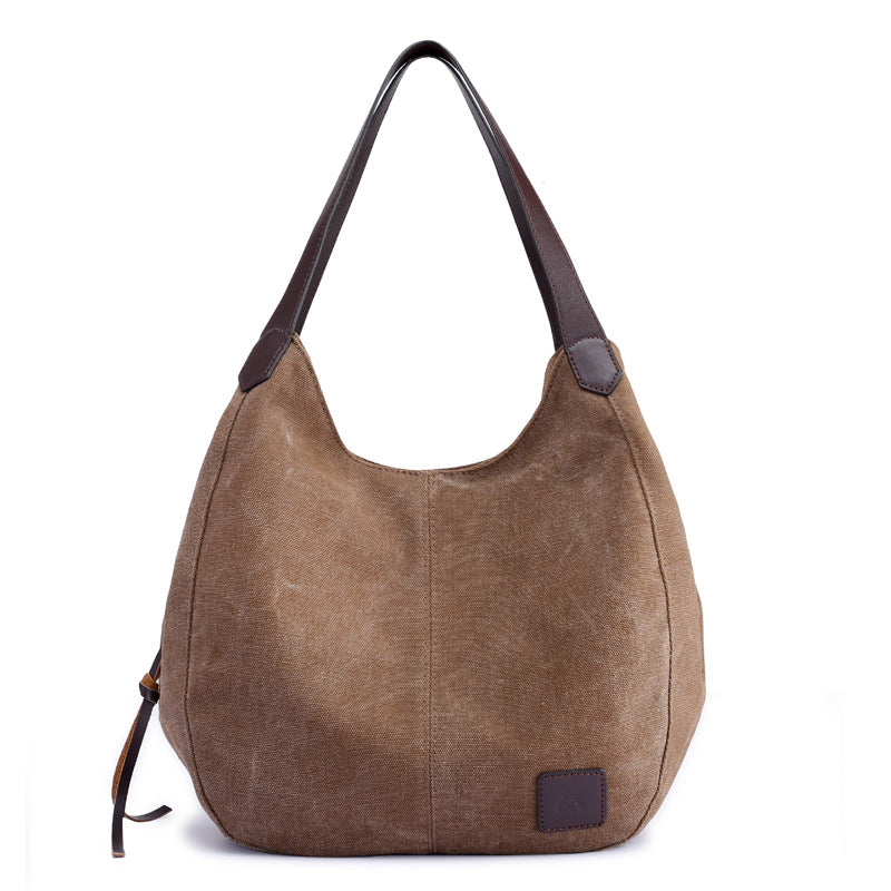 Women Canvas Shoulder Bag Handbag Multi-pockets Vintage Totes Hobo Bags