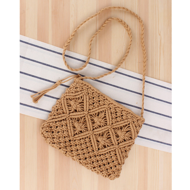 Vintage Handle Braided Summer Beach Bag