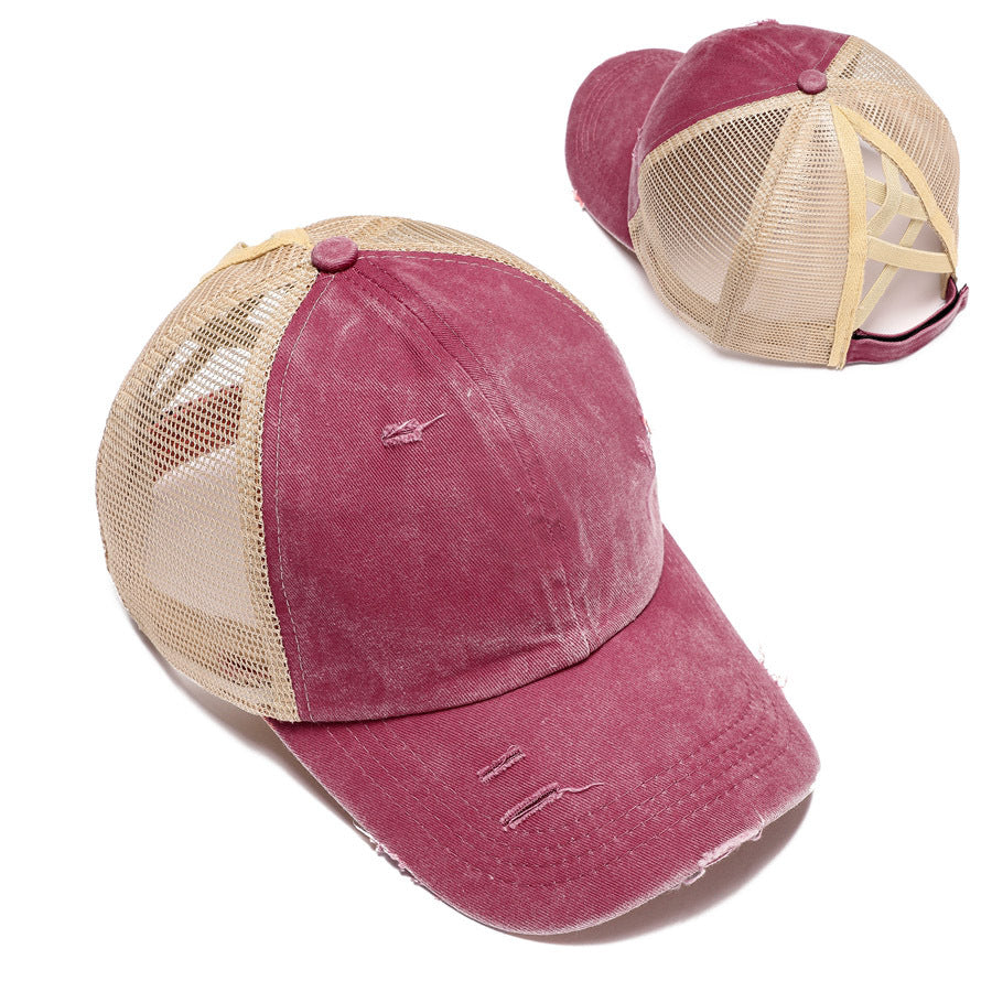 Ladies Ponytail Baseball Cap- Cross