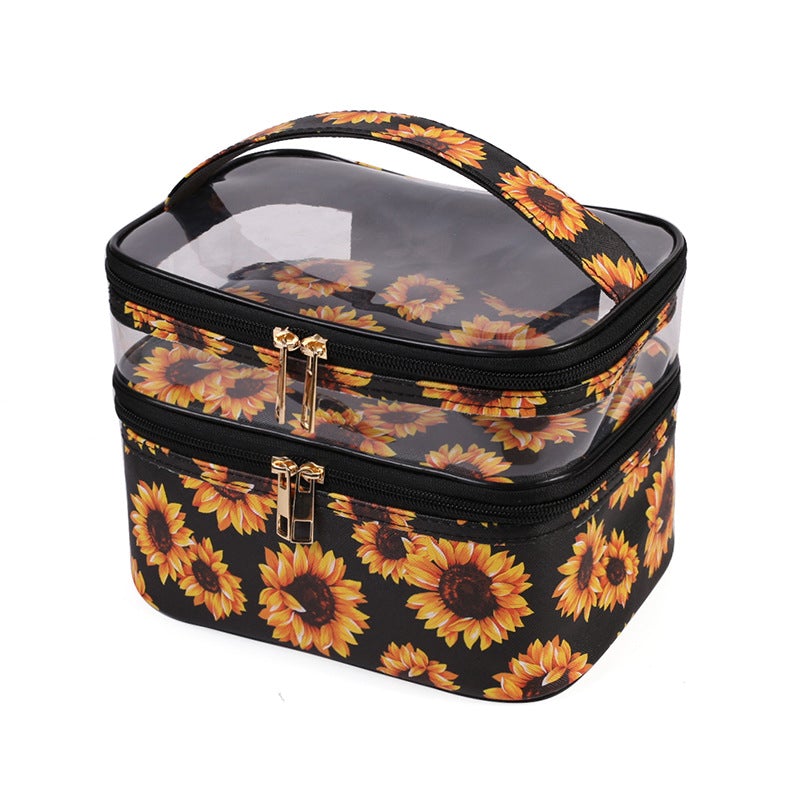 PVC Portable Transparent Double-Layer Cosmetic Bag - KOC