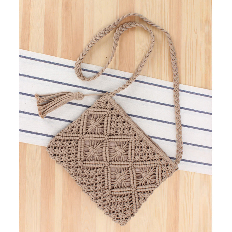 Vintage Handle Braided Summer Beach Bag