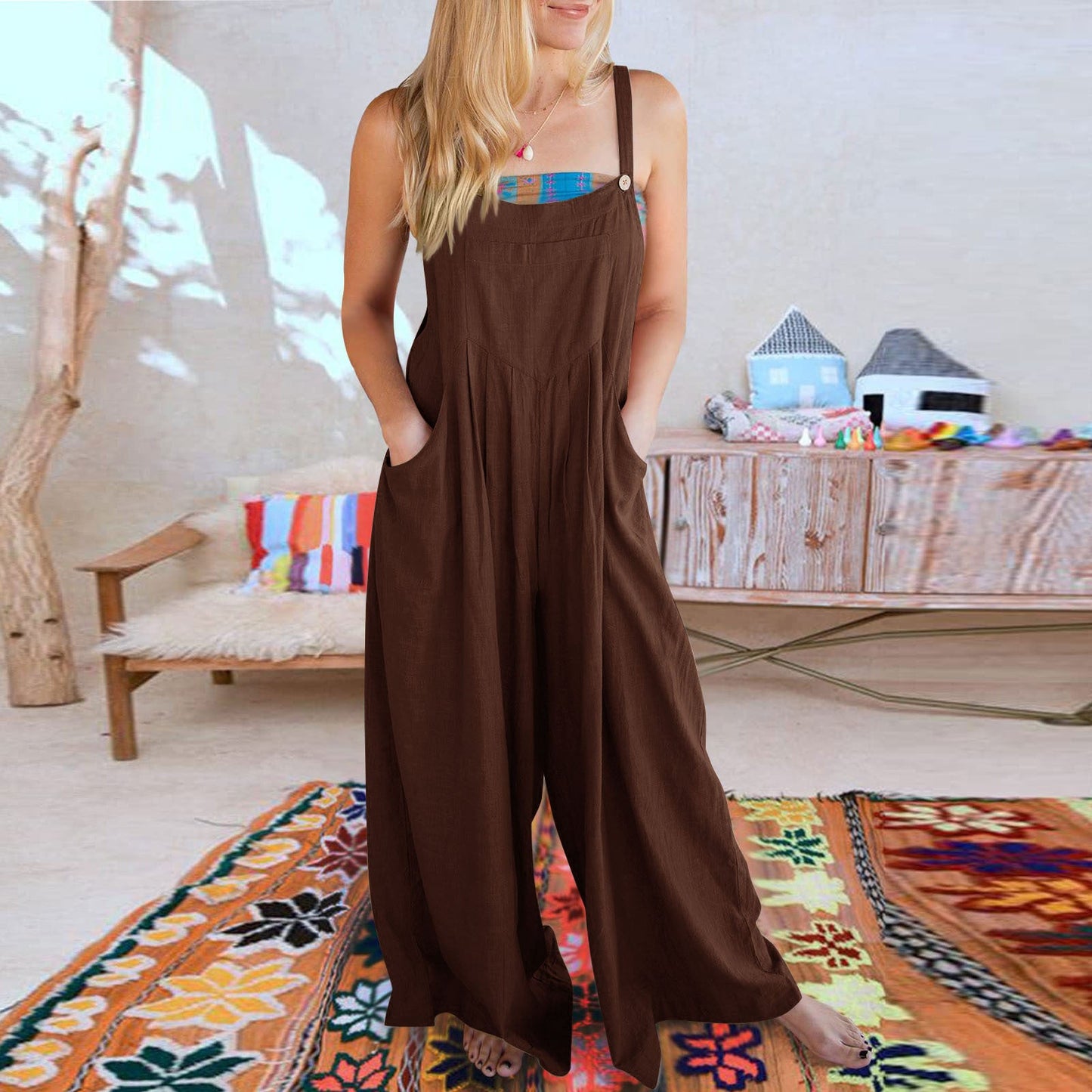 Solid Color Suspenders Jumpsuit-23 Colors