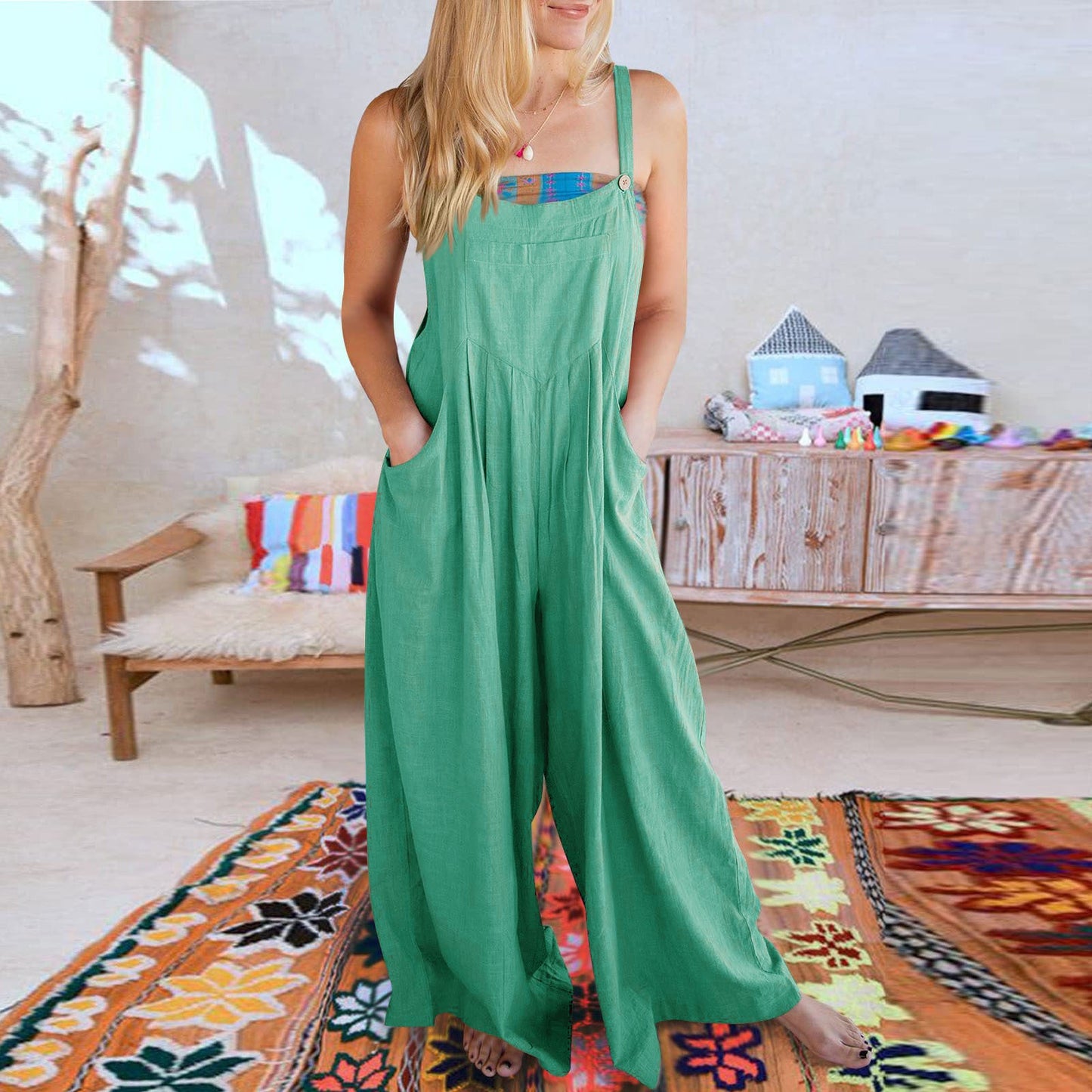 Solid Color Suspenders Jumpsuit-23 Colors