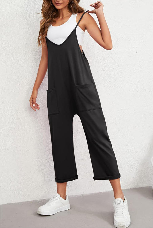 Pocketed Adjustable Shoulder Strap Jumpsuit