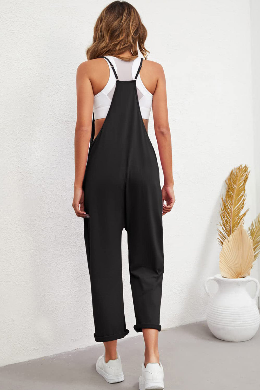 Pocketed Adjustable Shoulder Strap Jumpsuit