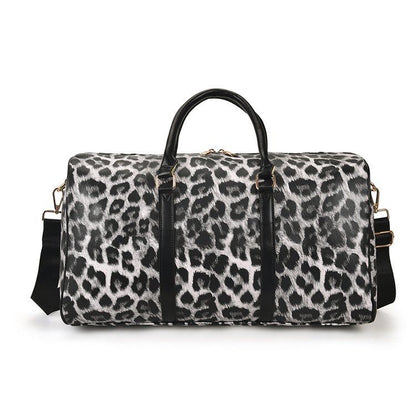 Vegan Leather Leopard Overnight Bag