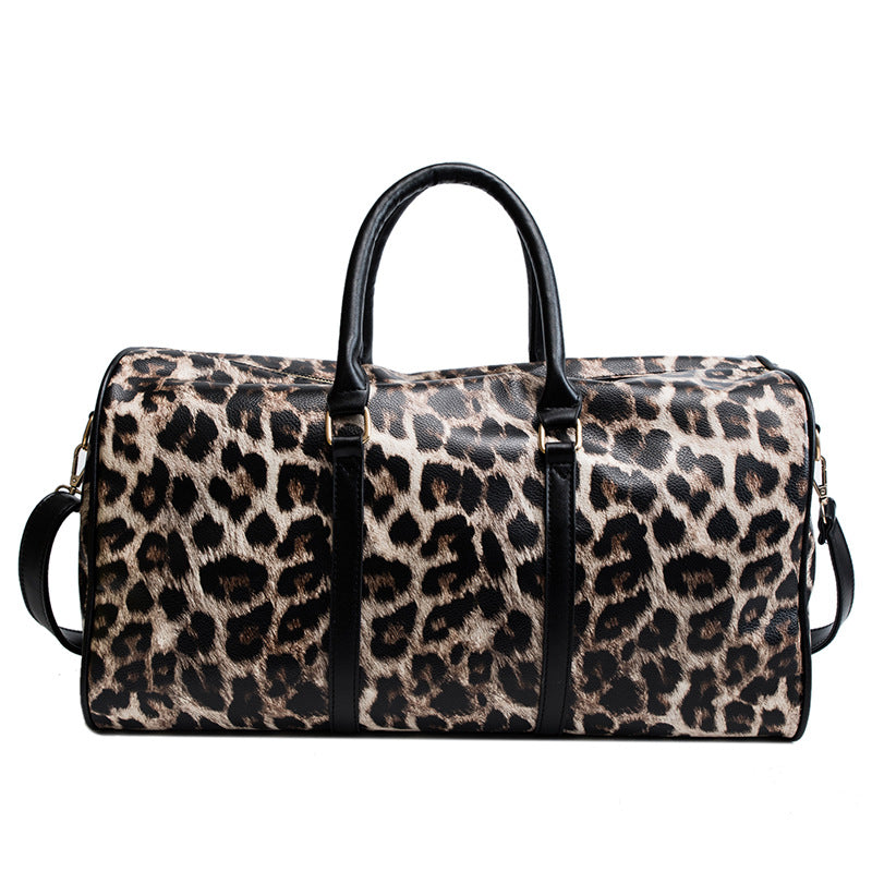 Vegan Leather Leopard Overnight Bag