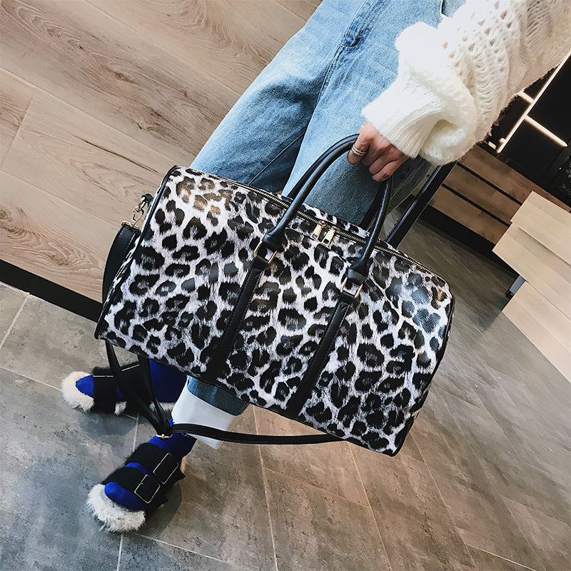 Vegan Leather Leopard Overnight Bag